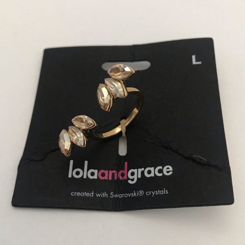 Lola and Grace Leaf U-Ring Swarovski crystals